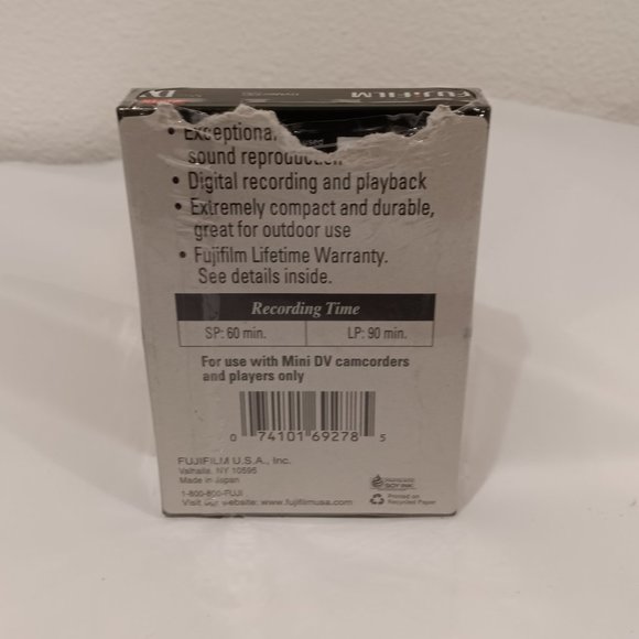 Fuji Film DVC 60 Mini Cassette Tape DVM60 SP 60min LP 90min Set of 2 Sealed NEW - Picture 2 of 3